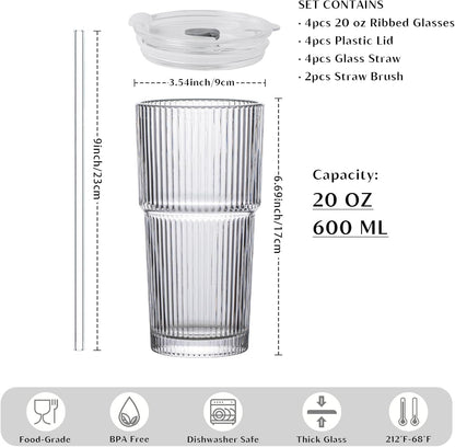 20 oz Ribbed Glass Tumblers by Severa